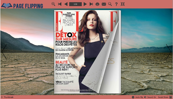 Page flipping book with realistic flipping effect