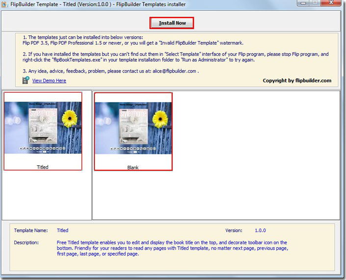 Install template