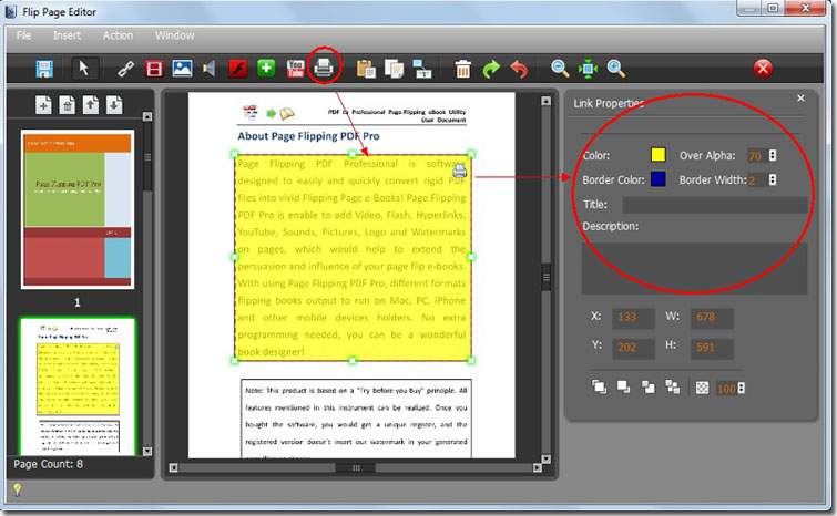 add printable area