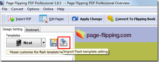 Import Flash template settings
