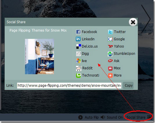 Social share page flipping book