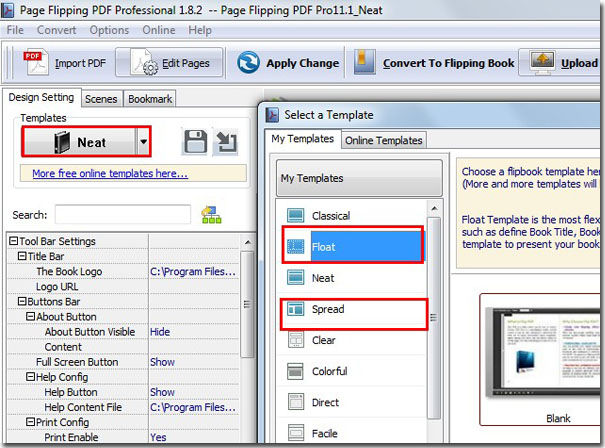 Choose a Float Template or a Float Template