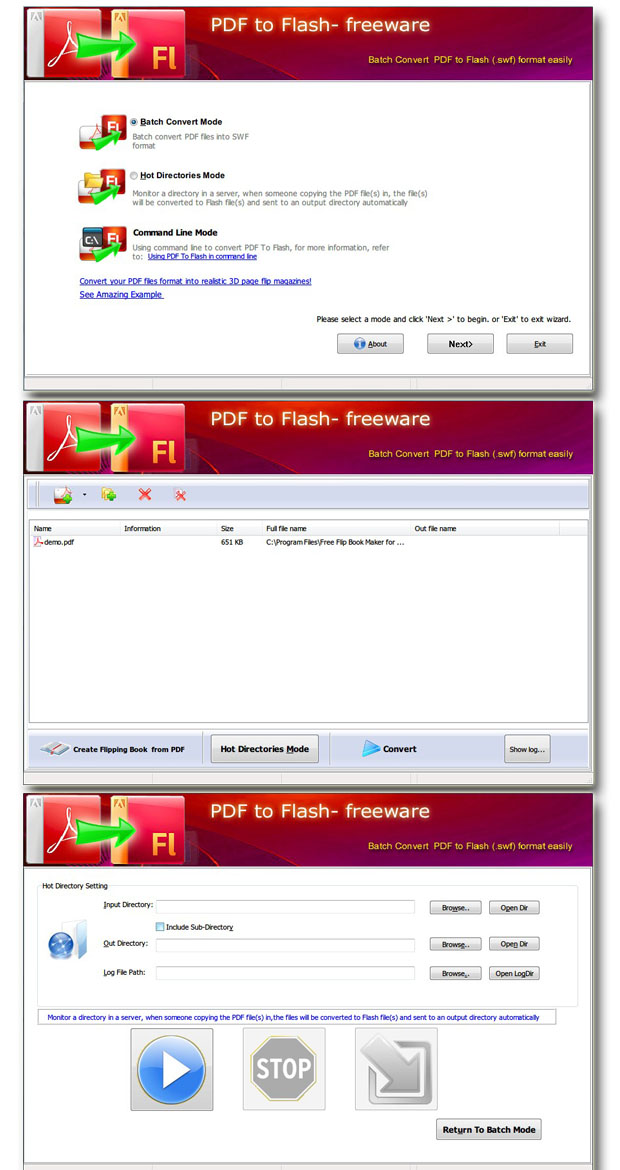 screenshots of using pdf to page flipping flash free